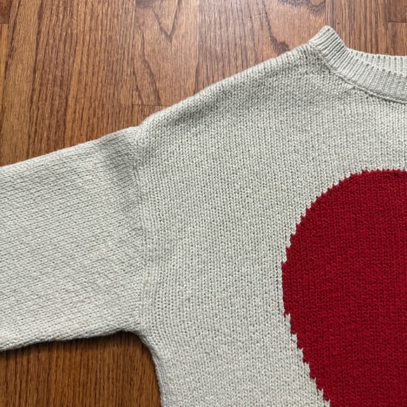 LOFT red heart beige long sleeve sweater size M - Picture 4 of 12